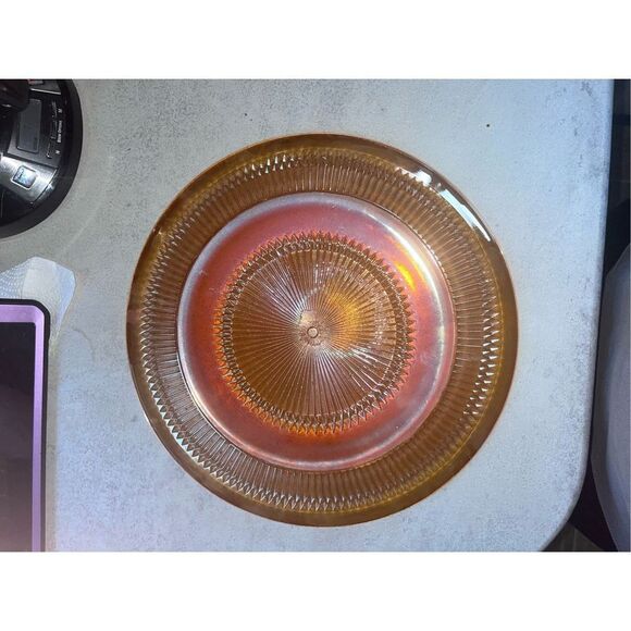 Vintage Jeannette Marigold Sunburst platter 13” flawless cookies burst! - Picture 7 of 16